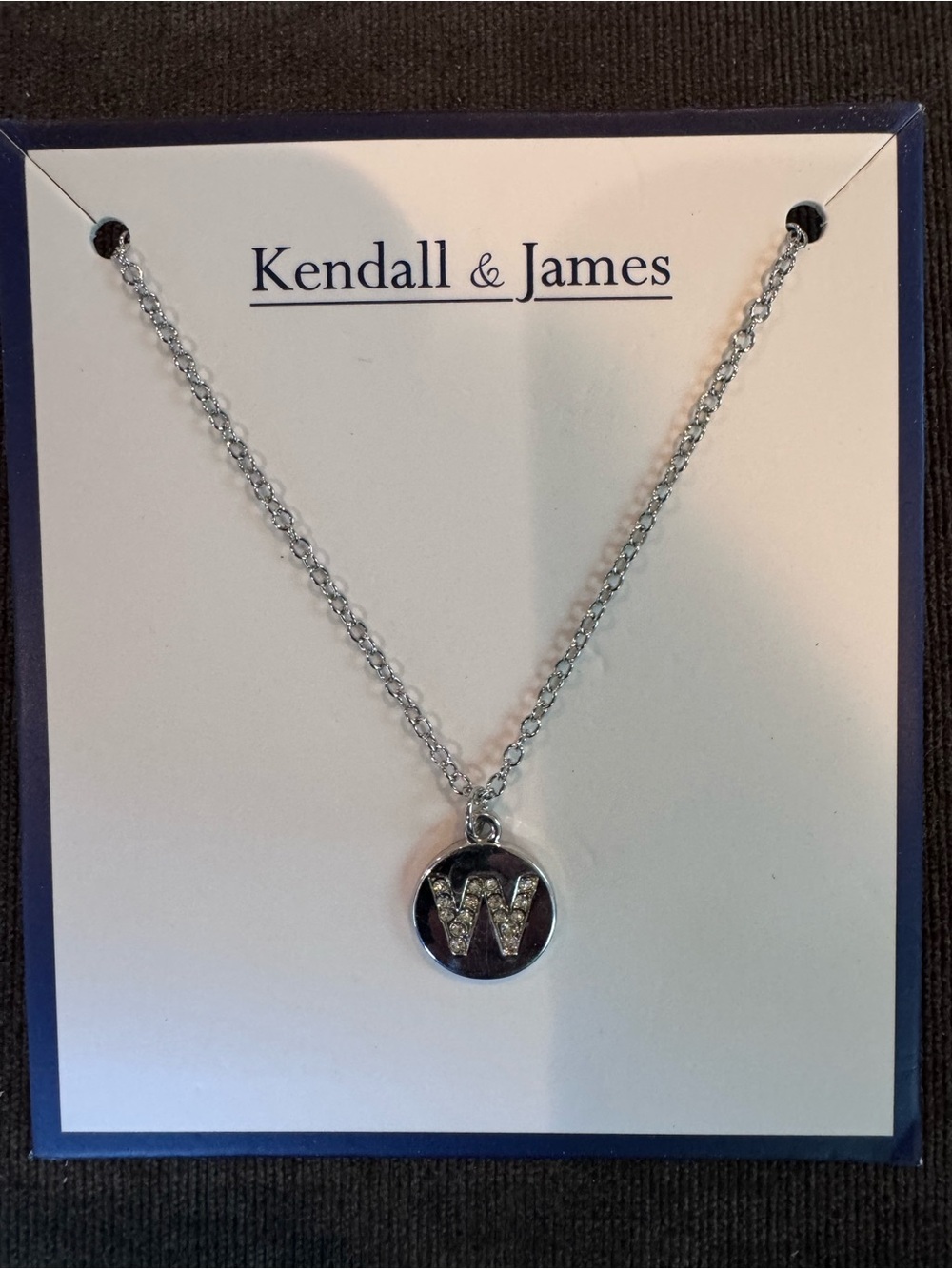 Kendall & James Silver 'W' Crystal Initial Pendant Necklace